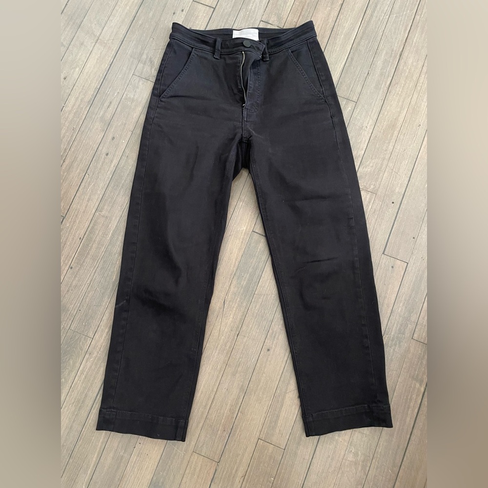 Everlane Straight Leg Crop Pants, Regular, Black, Size 2